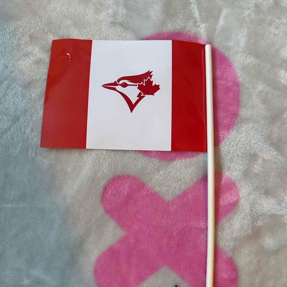 MLB Toronto Blue Jays plastic Canada Day flag decor piece from game